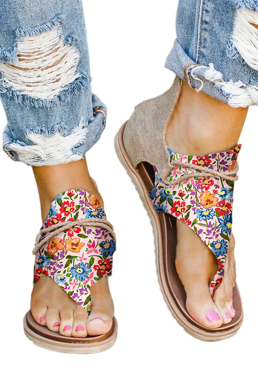 Multi Floral Zipped Sandals