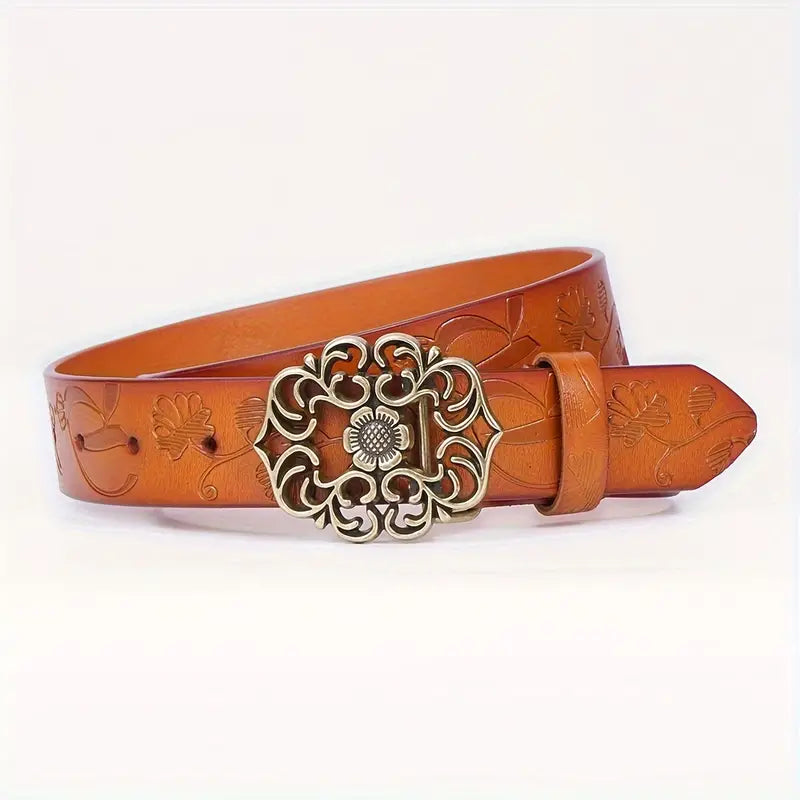 Vintage Flower Leather Belt